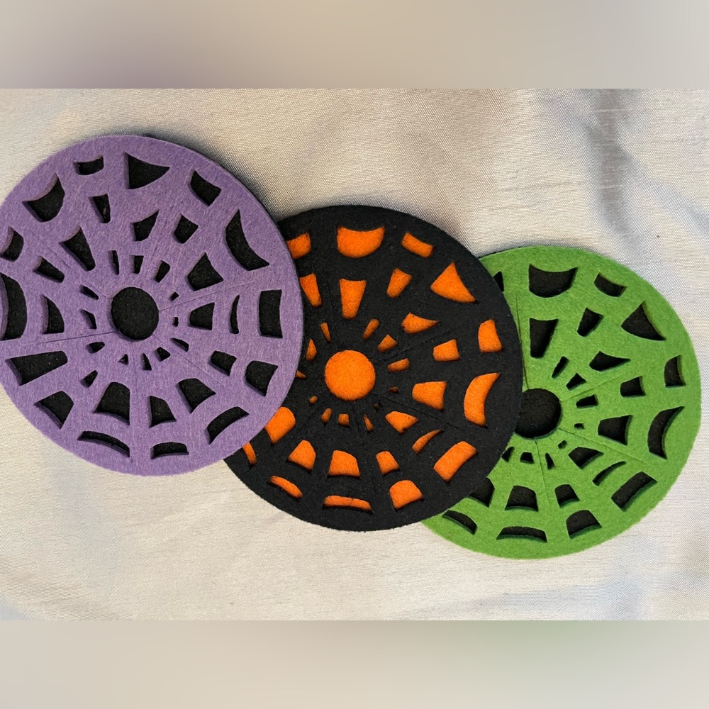 Spiderweb / Halloween wine coasters - set of 3